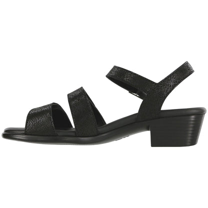 Women's Savanna Heel Strap Sandal in Web Black