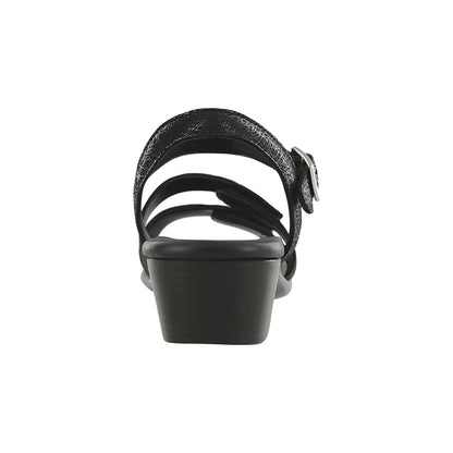 Women's Savanna Heel Strap Sandal in Web Black