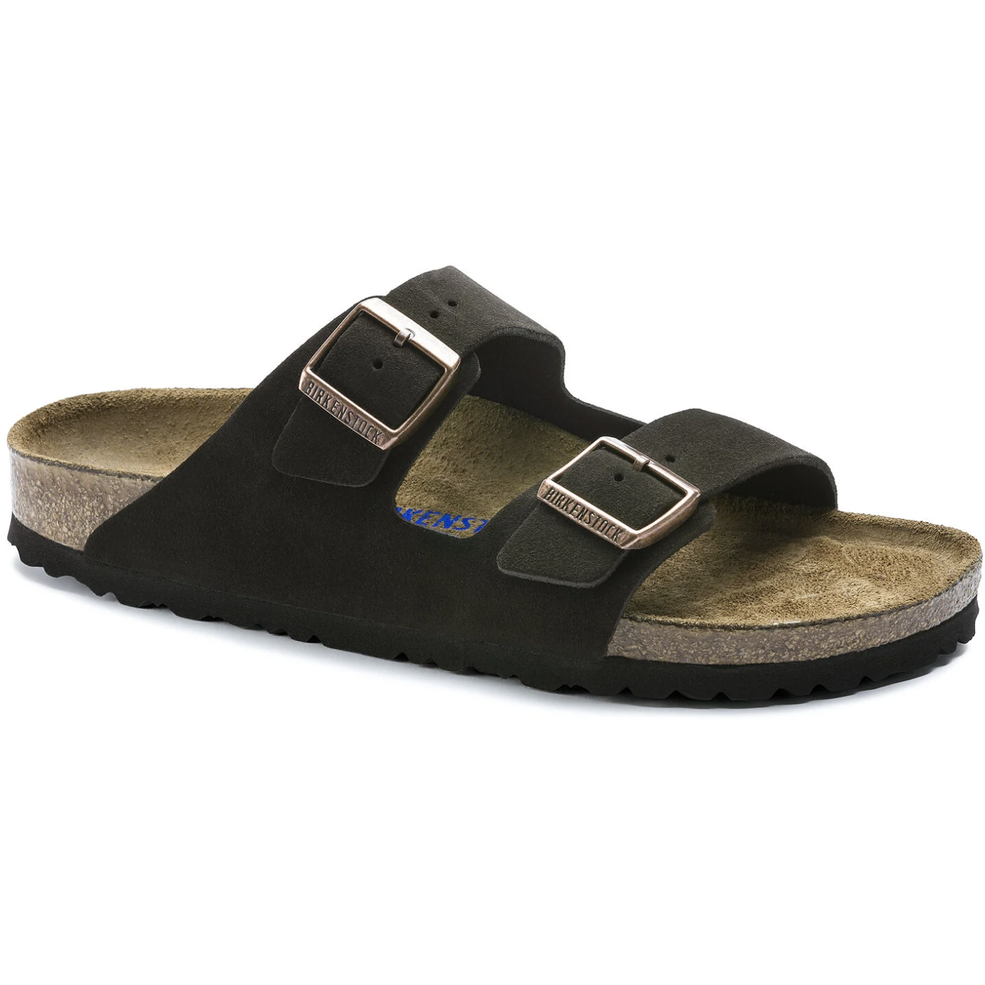 Arizona Suede Leather Soft Footbed Sandal in Mocha
