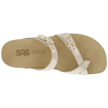 Women's Shelly Toe Loop Slide Sandal in Soft Gold