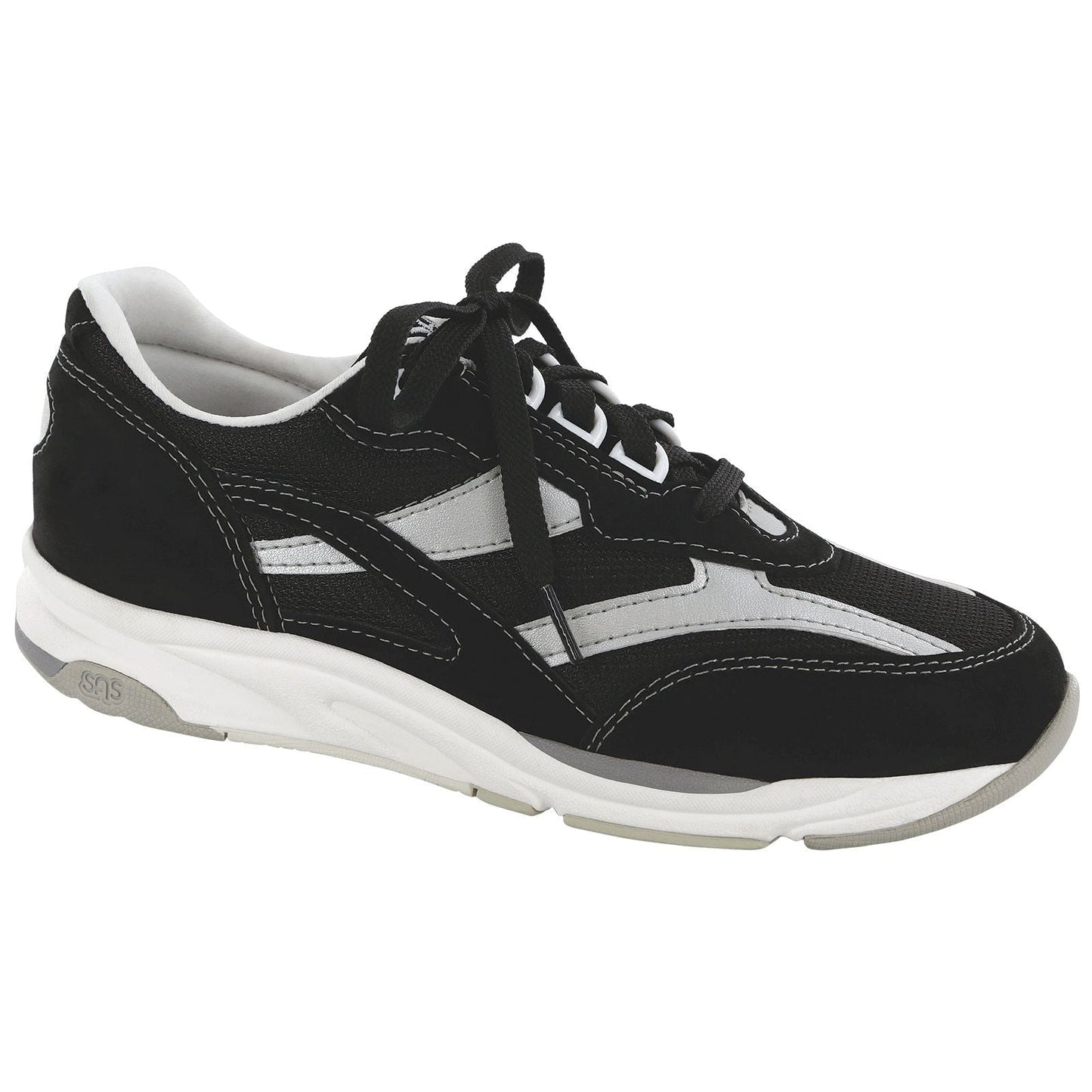 Women's Tour Mesh Lace Up Sneaker in Black / Silver