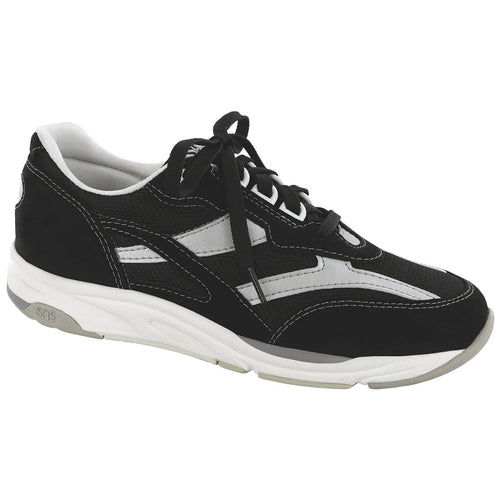Women's Tour Mesh Lace Up Sneaker in Black / Silver
