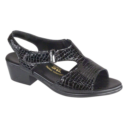 Women's Suntimer Heel Strap Sandal in Black Croc Wide
