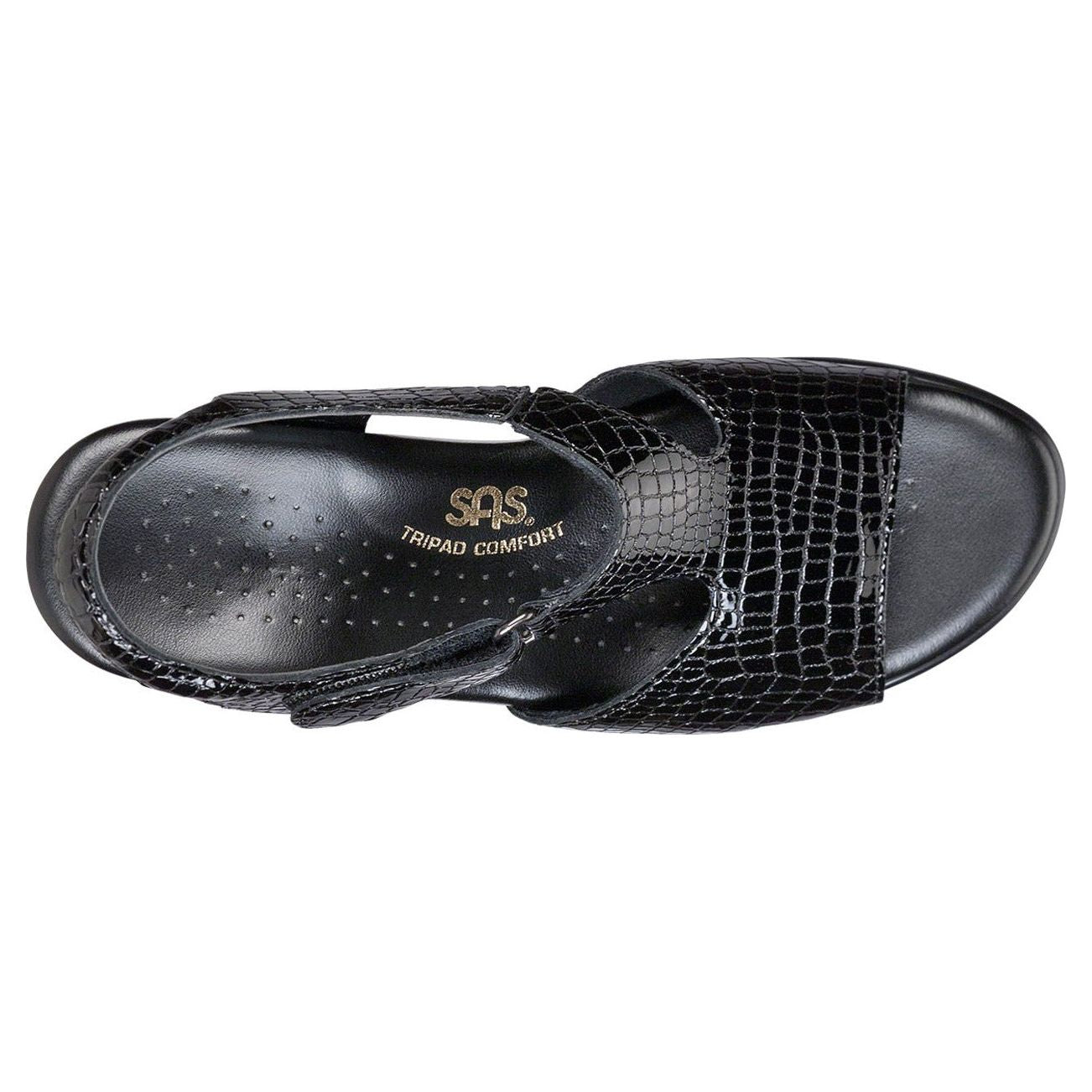Women's Suntimer Heel Strap Sandal in Black Croc Wide