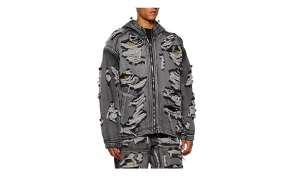Hell Denim Camo Zip-Up Hoodie "Black" TC25JK2302
