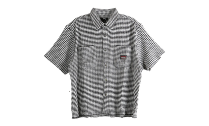Crinkled Check Short Sleeve Shirt "BLACK" 1110371 BLAC