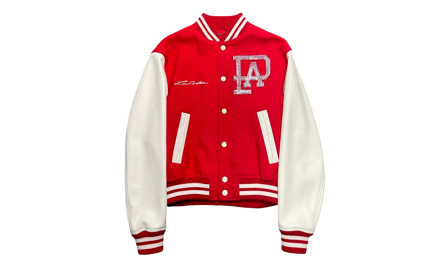 Mix Leather Varsity Jacket "Pharrell Williams - Bright Red/White" 1AFIQJ