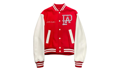Mix Leather Varsity Jacket "Pharrell Williams - Bright Red/White" 1AFIQJ