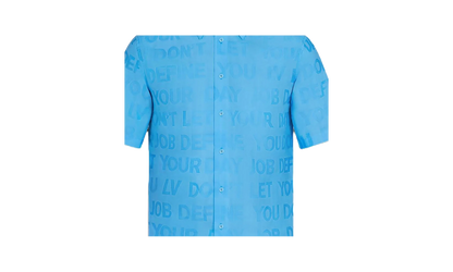 Tonal Letter Button Up Short Sleeve Shirt "Blue" 1A8XBP