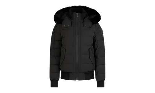 Ladriere Shearling Trim Bomber Jacket "Black / Black" M39LB015 BLK W BLK