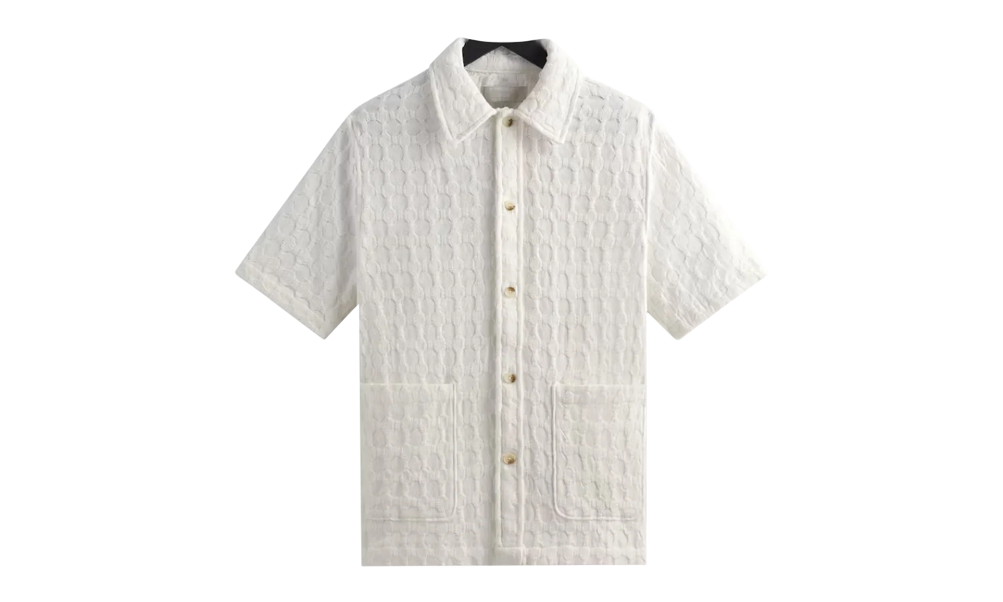 Honeycomb Dobby Boxy Collared Overshirt "White" KITH25
