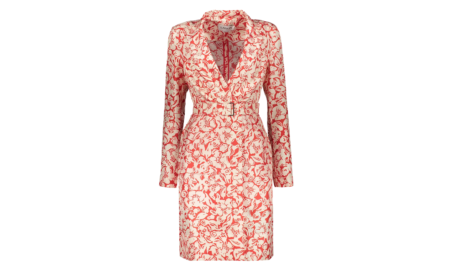 SILK FLORAL WRAP MIDI DRESS "Red" RW DR0013 5615 P23 37