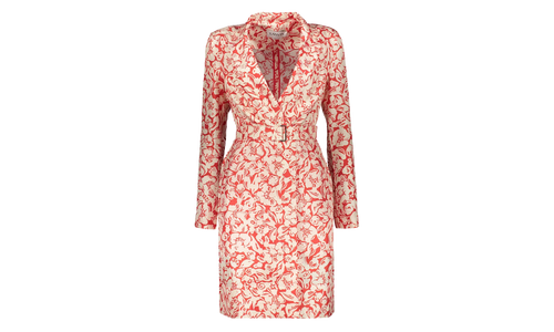 SILK FLORAL WRAP MIDI DRESS "Red" RW DR0013 5615 P23 37