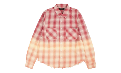 Ombre Lurex Plaid Raw Edge Shirt "Red" Y0W06449PD RED