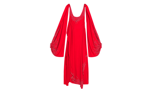 EMBROIDERED DRESS WITH OPEN SLEEVES "Red" RW DR9019 4893 E24 340
