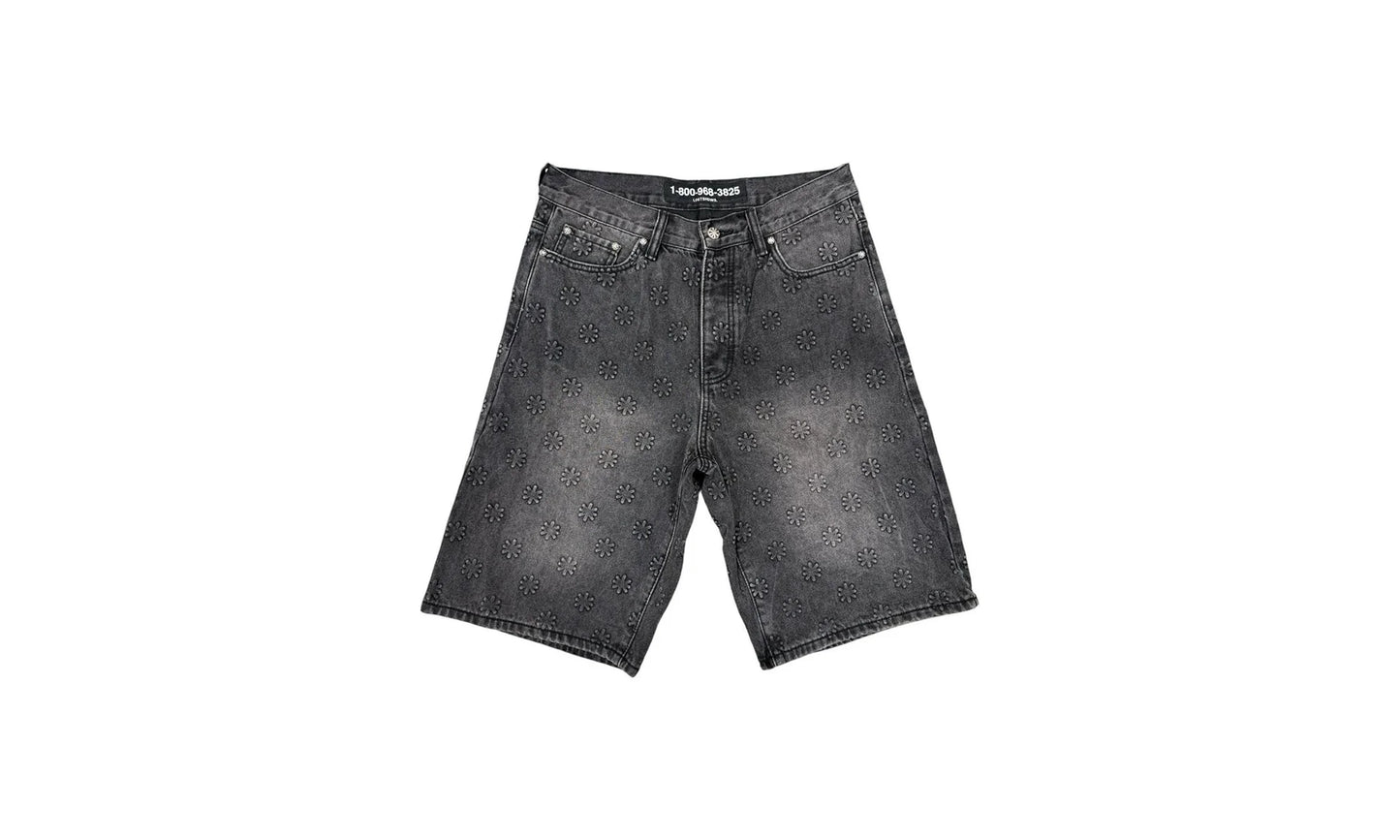 Embossed Jean Shorts "Black" 10049739