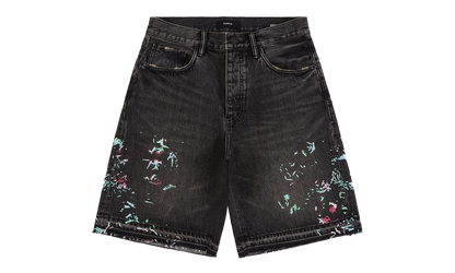 Splatter Embroidery Denim Shorts "Black" P059 UBSB226
