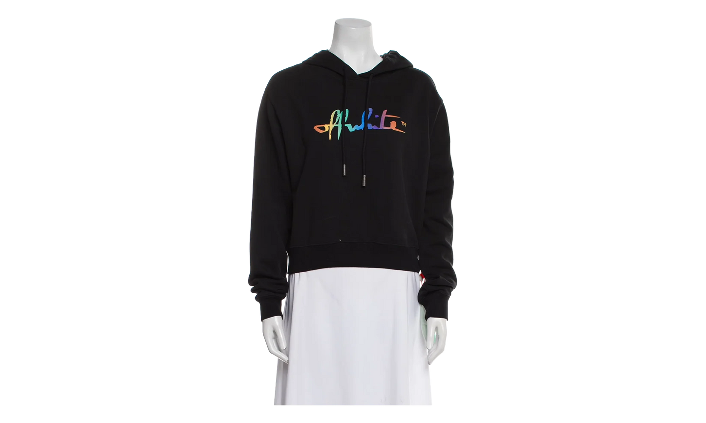 Rainbow Cropped Hoodie "Black / Multicolor" OWBB016R21JER0021084