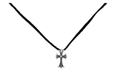 Cross Leather Braids Necklace "Silver" CHRM0909