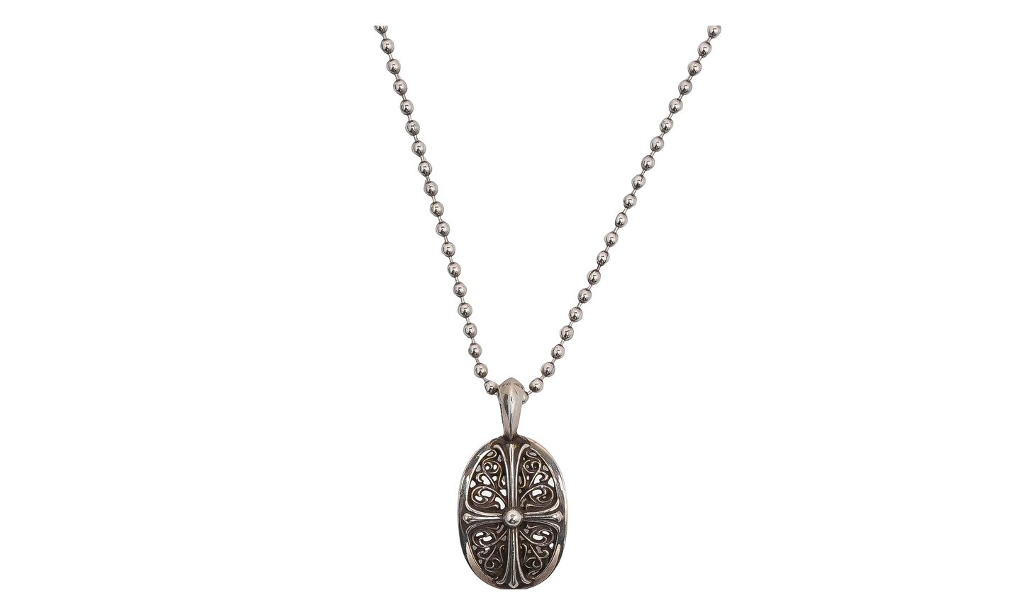 Oval Cross Pendant with Ball Chain "Silver" CHRM1135