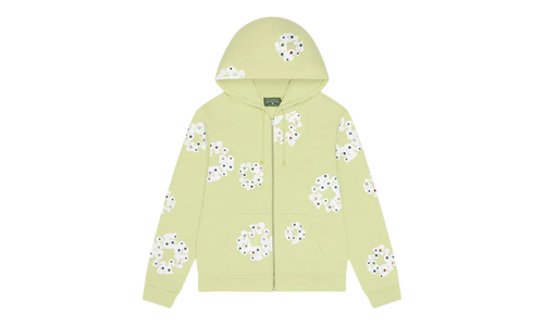 Rhinestone Cotton Wreath Zip Hoodie "Mint" DT517