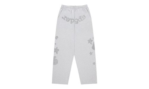Rhinestone Beluga V2 Wide Leg Sweatpants "Heather Grey" SP5der310