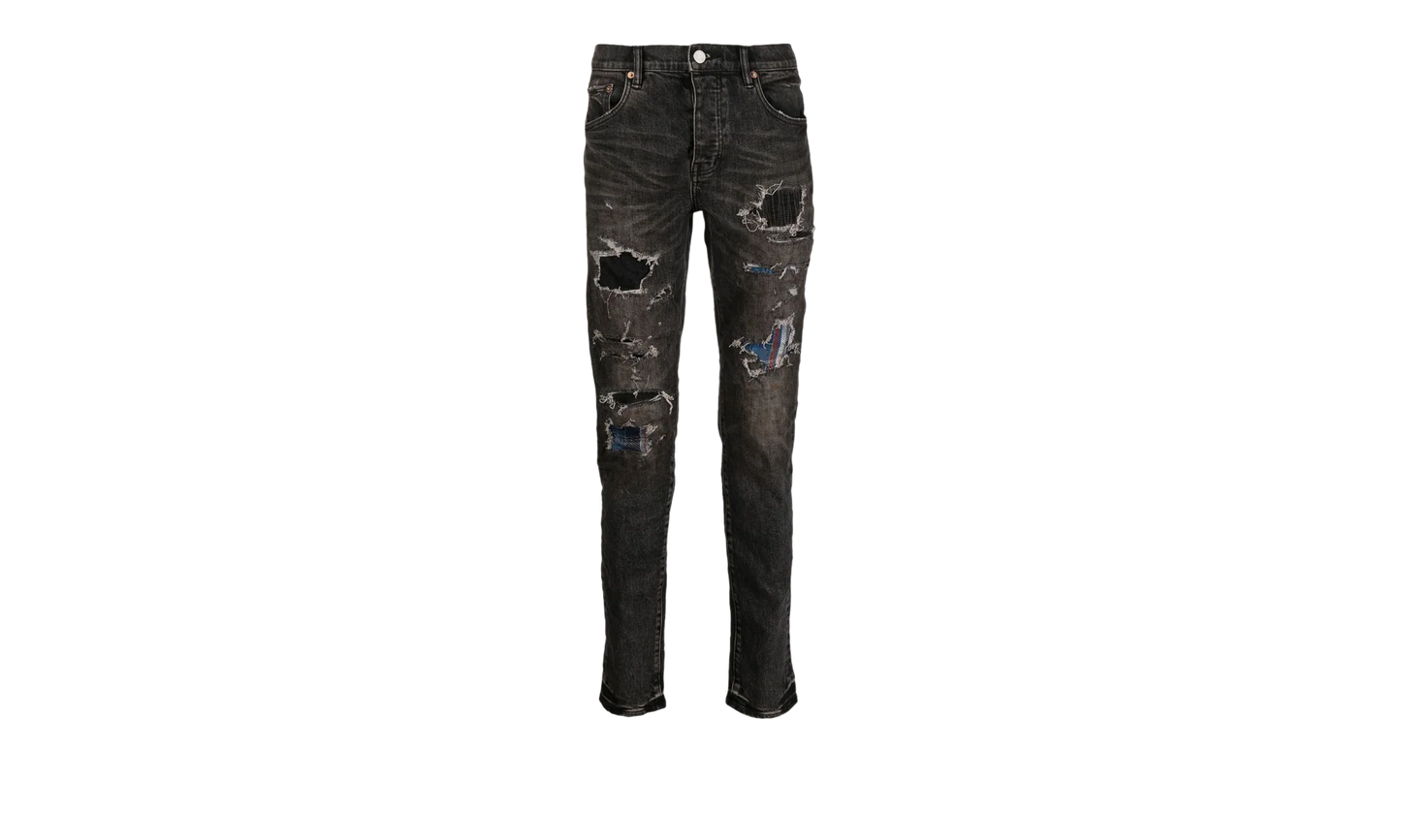 BLACK HEAVY REPAIR WITH PLAID PATCH "Black" P001 BLRP422