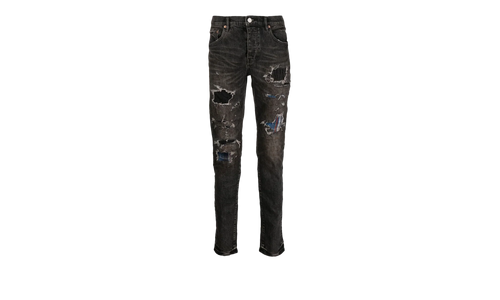 BLACK HEAVY REPAIR WITH PLAID PATCH "Black" P001 BLRP422
