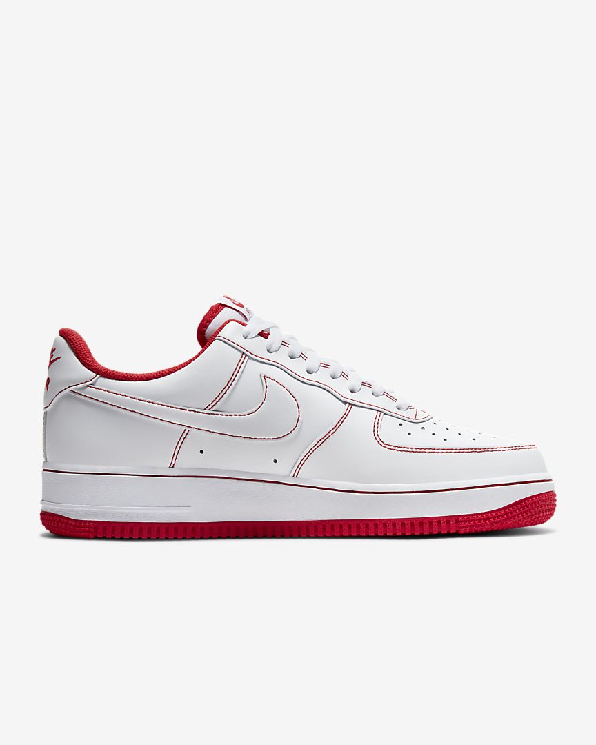 Force 1 '07 White Red Contrast Stitch