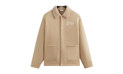 Faux Shearling Long Sleeve Boxy Collared Overshirt "Stolid" khm032631 3037