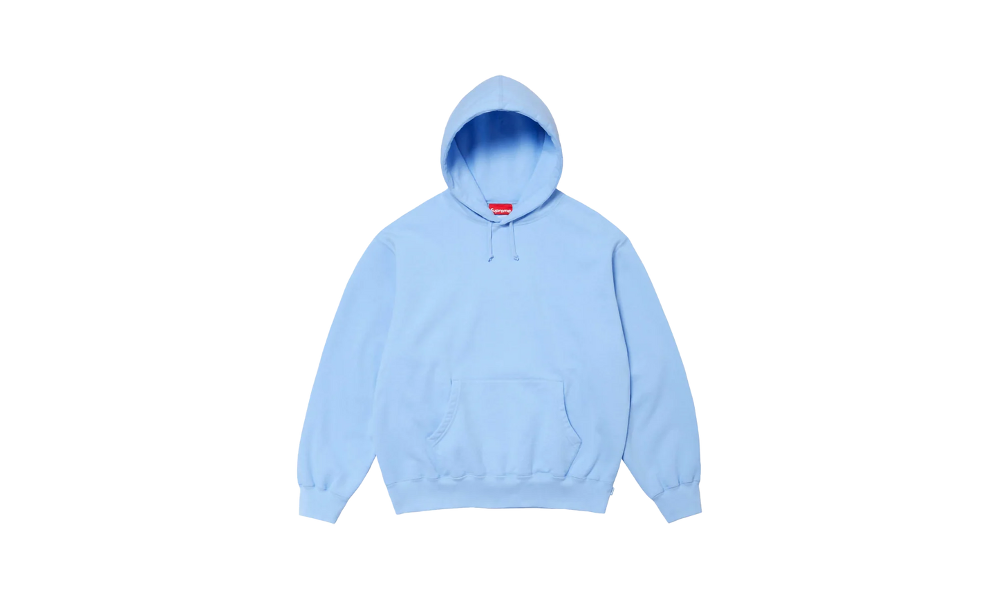 SATIN APPLIQUÉ HOODED SWEATSHIRT "FW24 - Light Blue" SU528