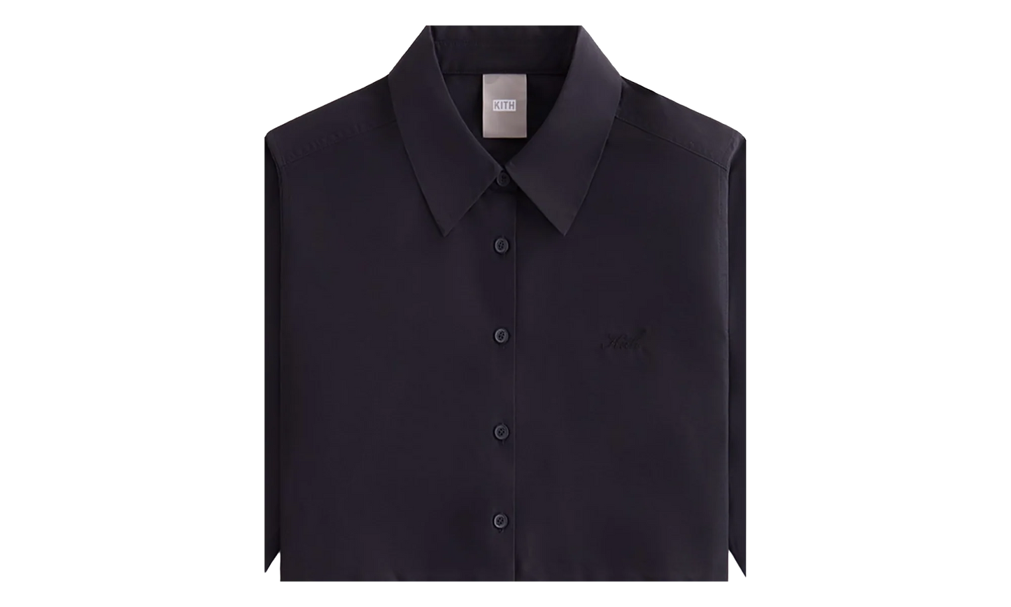 Nylon Faille Cropped Button Down "Black" khw030333 001