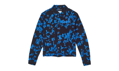 BLACK/BLUE LETTERS SCREEN PRINT TRUCKER "Black" P024 BBSP123