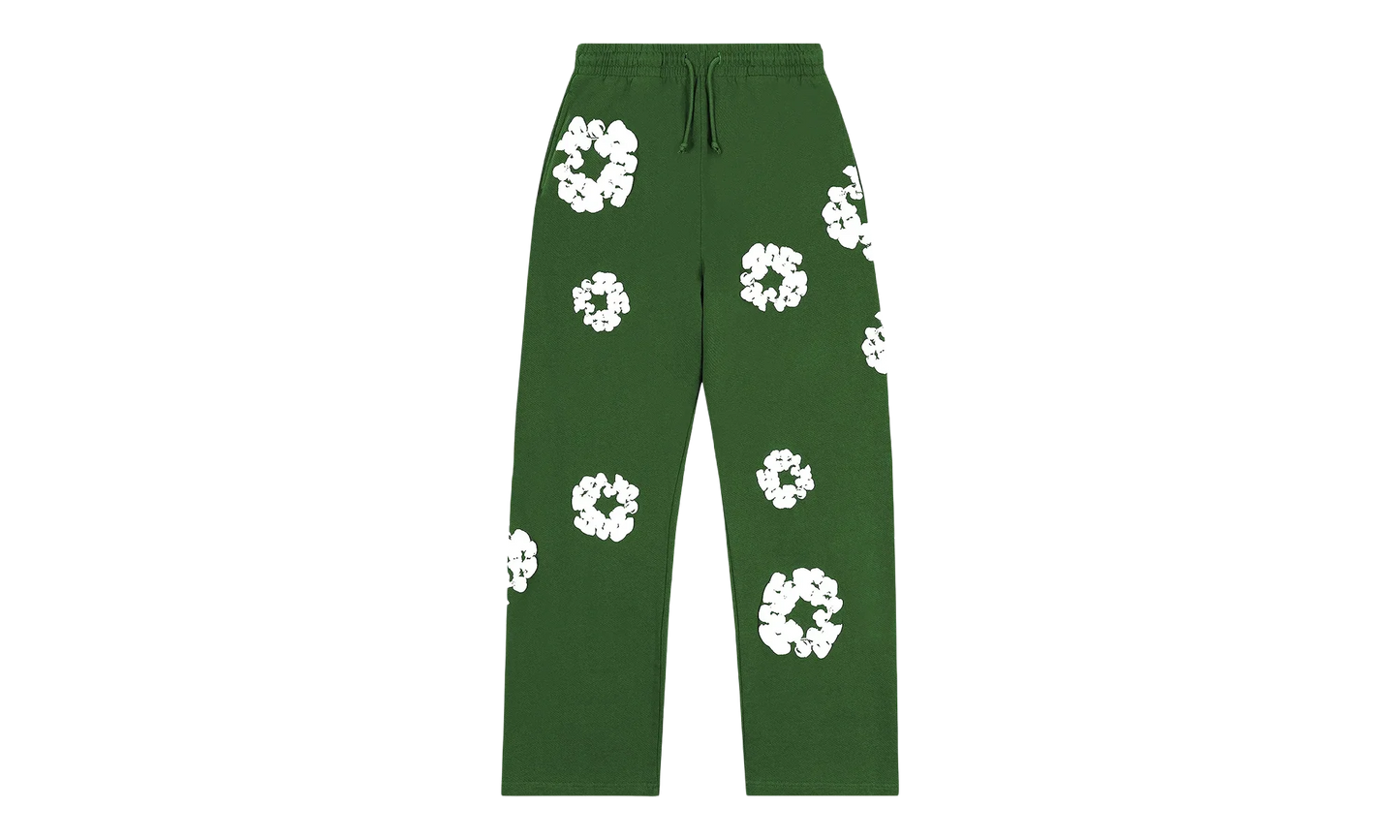 Cotton Wreath Open Hem Sweatpants "Green" DT414