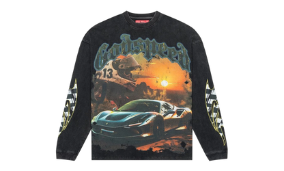 Sunset Drift LS T-Shirt "Black Wash" 8ZDGNQ1F