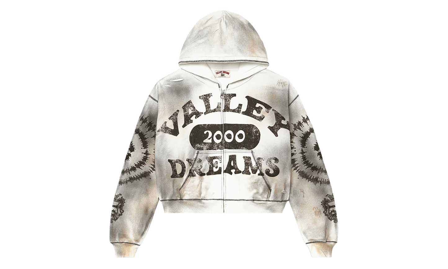 Spiral Zip Up Hoodie "Dark White" 11451 10004VFSZUH DARK