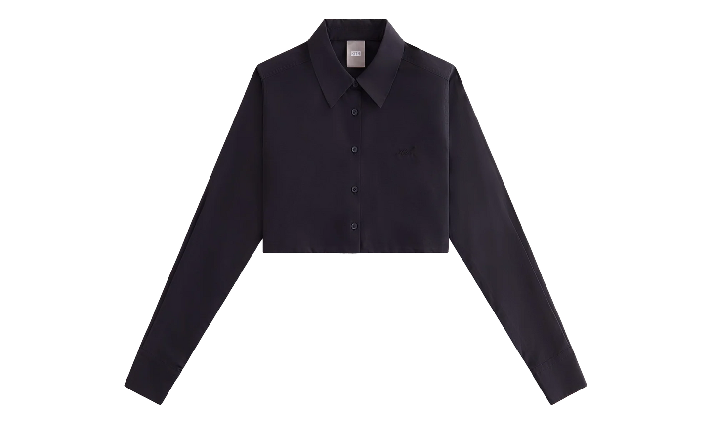 Nylon Faille Cropped Button Down "Black" khw030333 001