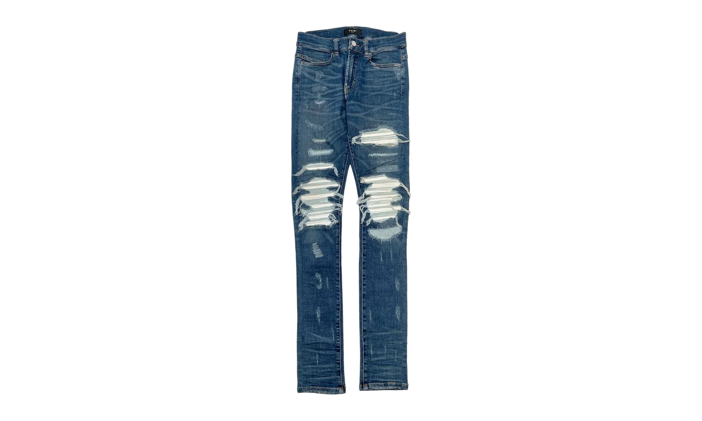 MX1 White Leather Patchwork Jeans "Classic Indigo (2017)" AMLPWJCI2017