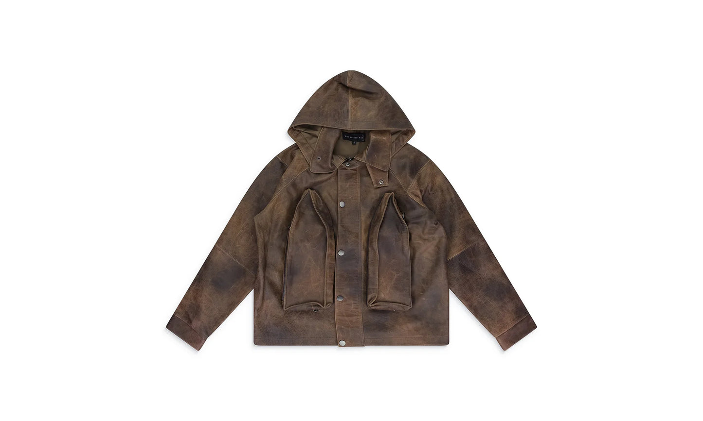 CLASSIC LEATHER JACKET "Green / Brown" WDWMOTW 0031