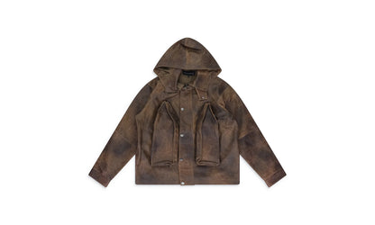 CLASSIC LEATHER JACKET "Green / Brown" WDWMOTW 0031