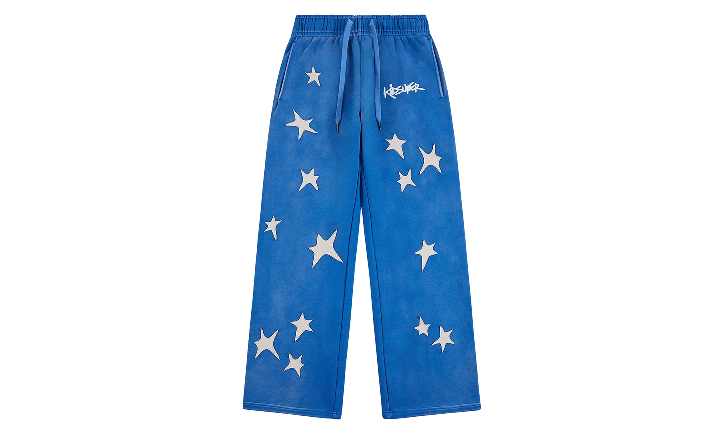 Patchwork Washed Sweatpant "Blue" KS001