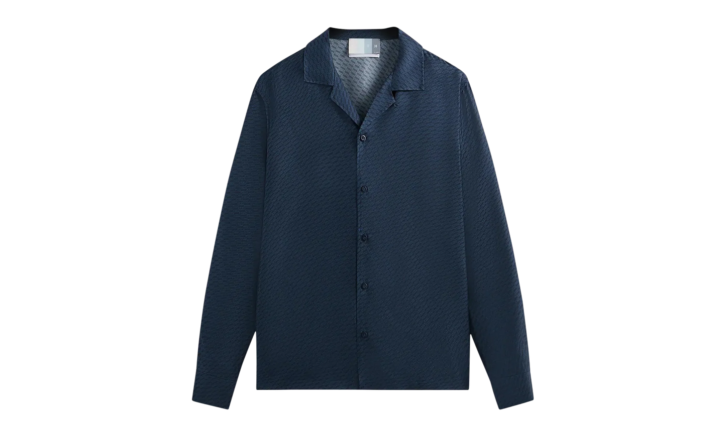 Monogram Silk Long-Sleeve Thompson Camp Shirt "Nocturnal" KHM031515 413