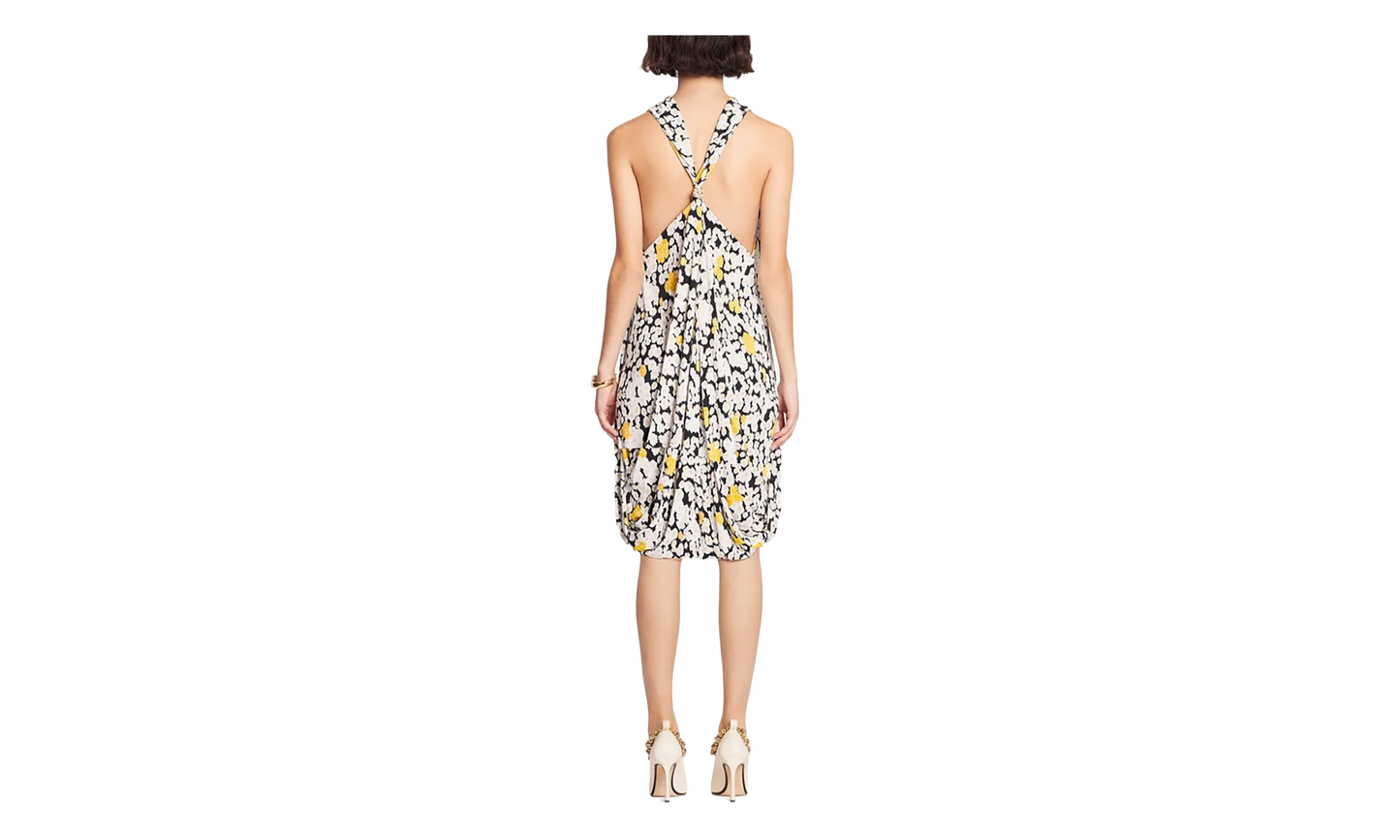 FLORAL KNEE-LENGTH TWISTED BACK DRESS "Black Multi" RW DR0018 5763 A23 10