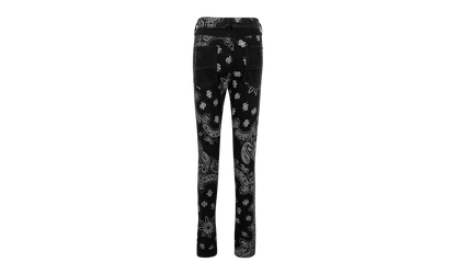 Black Cotton Flocked Bandana Skinny Jeans "Black" MDS050023