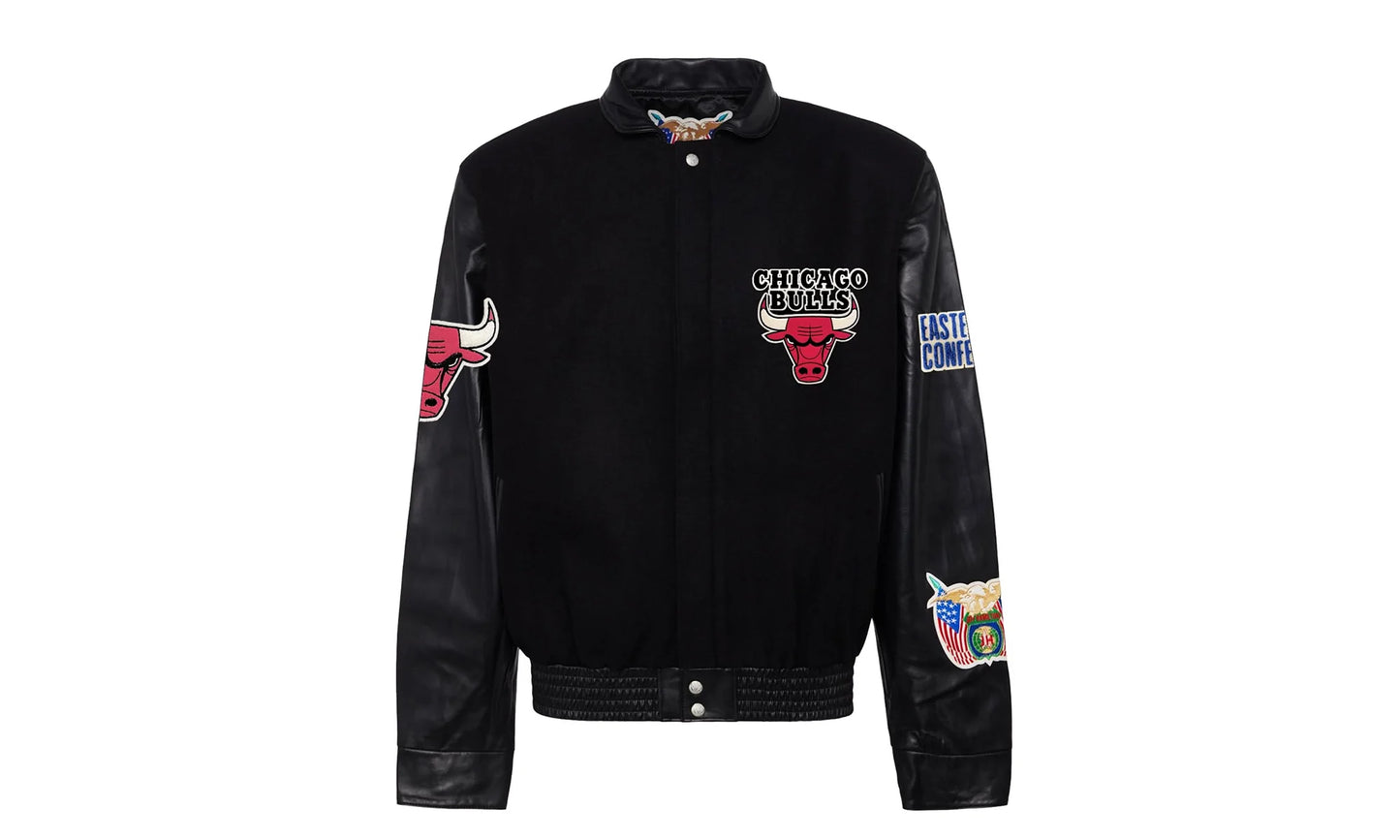 Chicago Bulls Blockletter Wool & Leather Jacket "Black" NBA CHI BUL 100