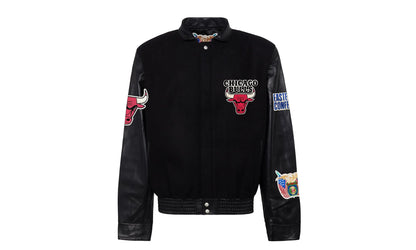 Chicago Bulls Blockletter Wool & Leather Jacket "Black" NBA CHI BUL 100