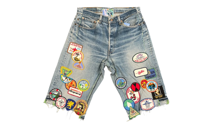 Gentlemen's Triple-Wide Long Denim Shorts "Indigo" BWA94