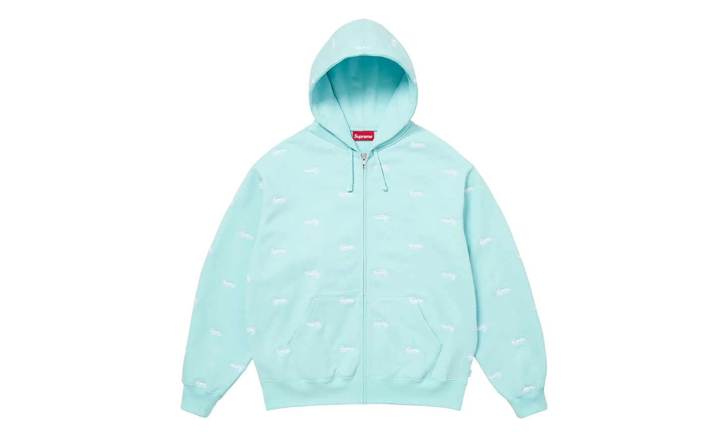 Repeat Script Zip Up Hoodie "FW25 - Aqua" SU27084