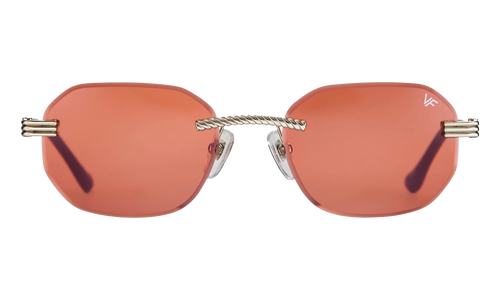 Hustler Rimless Drill Mount 24KT "White Gold / Blood Orange" DMHU2 0048 44C5
