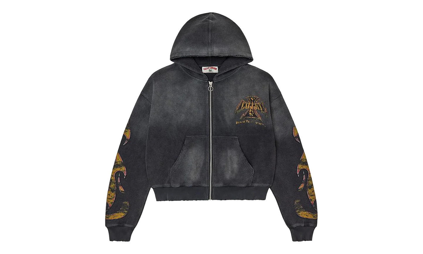 Reborn Waffle Knit Zip Up "Black" VAL139
